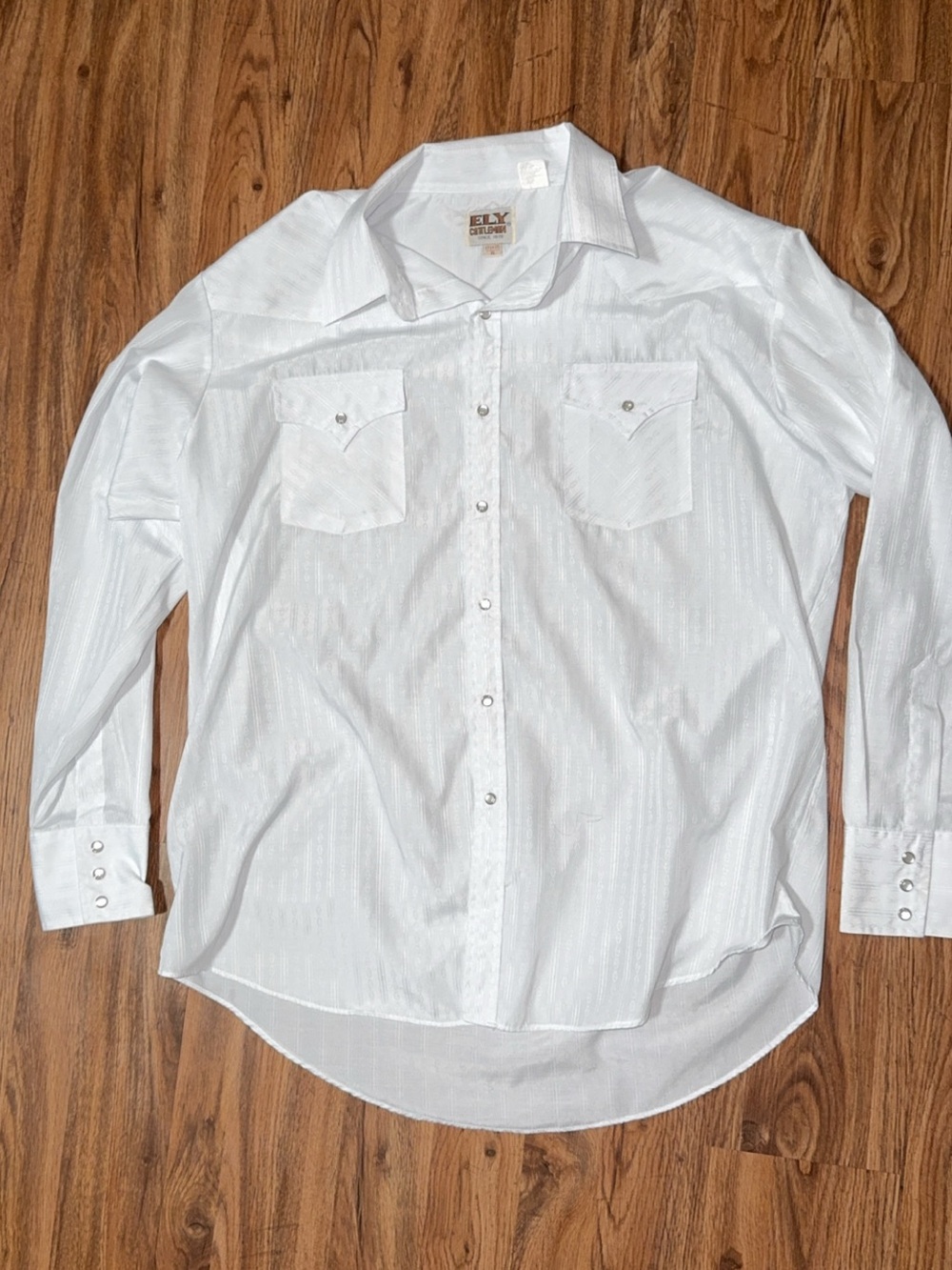 Vintage Ely Cattleman Tone-on-Tone White Pearl Snap Western Shirt - XL